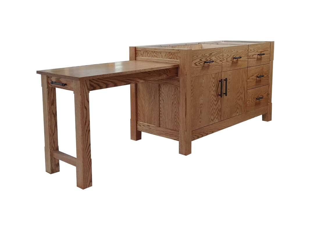 Kitchen Island W/ Pullout Table Etsy