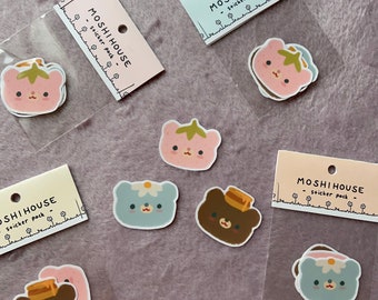 Handgemachte Bären Sticker-Pack: Wetterfeste Kawaii-Sticker