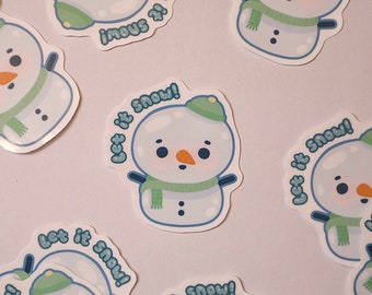 laat het sneeuwen - glanzende handgemaakte sticker