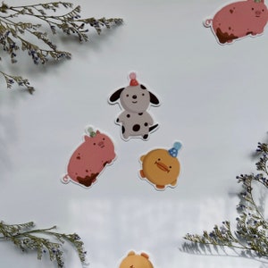 party animals - handmade sticker 3-piece set