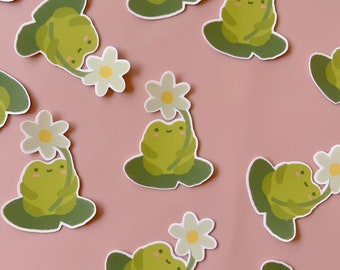 Daisy froggy - handgemaakte sticker