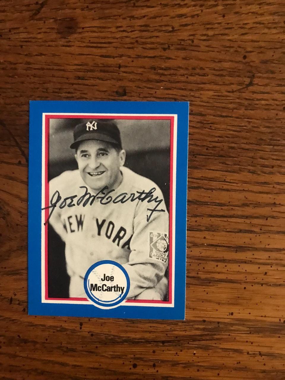 Joe Mccarthy Autograph Shakey's Pizza Baseball Card (original