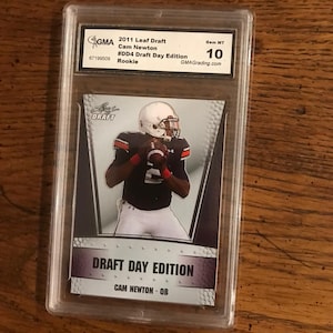 Cartão de futebol americano Cam Newton Leaf Draft classificado como GMA 10 (conforme ilustrado) (edição original) (5428)