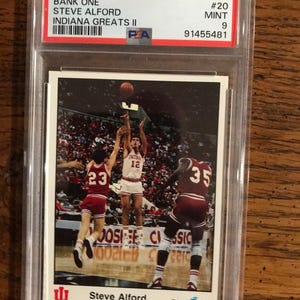 Carte de basket-ball Steve Alford Bank One Indiana Greats PSA 9 (édition originale) (comme sur la photo) (5314)