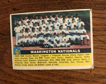 Washington Nationals Team 1956 Topps Baseballkarte (wie abgebildet) (Originalausgabe) (6603)
