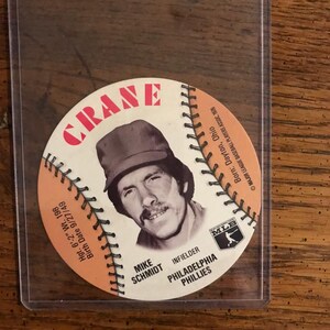 Tarjeta con forma de disco de papas fritas Crane de Mike Schmidt de 1976 (edición original) (como se muestra en la imagen) (5324)