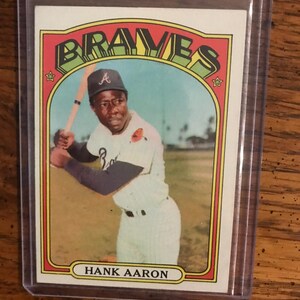 Carta da baseball Topps di Hank Aaron del 1972 (edizione originale) (come in foto) (5870)