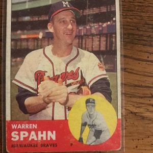 Warren Spahn 1963 Topps Baseball Card (edizione originale) (come nella foto) (2063)