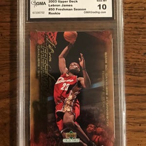 Carte de basket-ball LeBron James Rookie 2003 Upper Deck. GMA 10 (édition originale) (comme sur la photo) (5595)