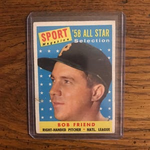 Bob Friend All Star 1958 Topps Baseball Card (come da foto) (edizione originale) (5064)
