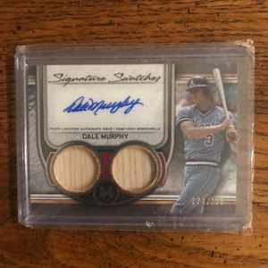 Dale Murphy Autogramm und Double Relic Patch 074/199 (Wie abgebildet) (Original Heft) (4743)