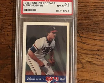 Tarjeta de béisbol de los Huntsville Stars de Mark McGwire de 1986, PSA 8 (edición original) (como se muestra en la imagen) (4697)