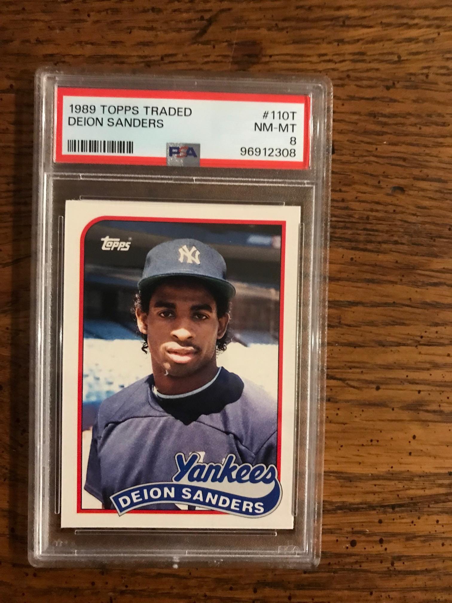Deion Sanders 1989 Topps Traded Baseball Card PSA 8 (original