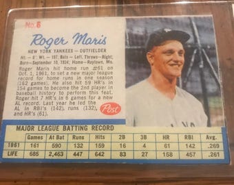 Roger Maris 1962 Post Baseball Card (oorspronkelijke uitgave) (7810)