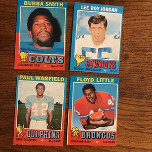 Floyd Little, Winfield, Bubba Smith, Lee Roy Jordan 1971 Topps Football Karten (Originalausgabe) (wie abgebildet) (2929)