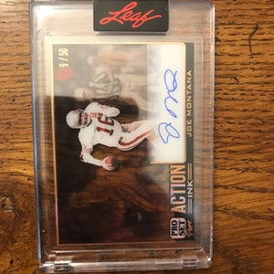 Joe Montana 9/50 Autograph Leaf Pro Set Action Ink (Original Issue) (As Pictured) (1337)