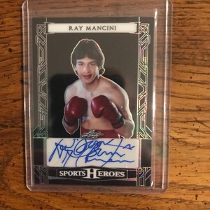 Tarjeta de boxeo autógrafa de Ray Boom Boom Mancini 17/49 (edición original) (como se muestra en la imagen) (4812)