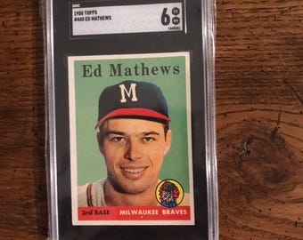 Ed Matthews 1958 Topps Baseball Card SGC 6 (Original Issue) (As Pictured) (07733)