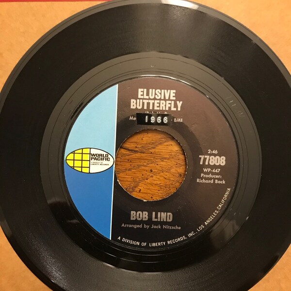 Bob Lind 45 Elusive Butterfly (Free Shipping In USA)  (Original Issue) (B1)