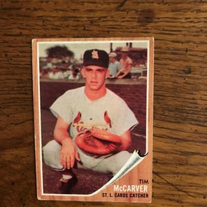 Tim McCarver Rookie 1962 Topps Baseball Card (Original Issue) (As Pictured) (5182)
