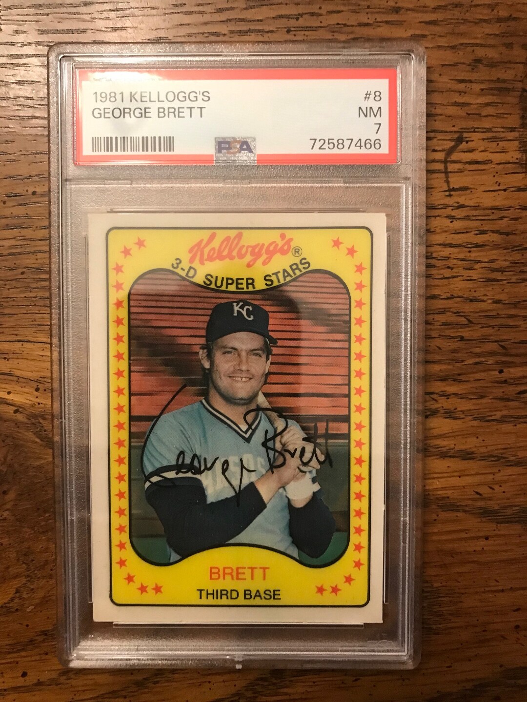 1981 Kellogg's George Brett Baseball Card #8 – Kansas City Royals – 3D Super Stars – NM-Mint Condition