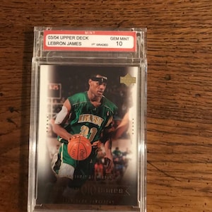Cartão de basquete LeBron James Rookie 2003/04 Upper Deck Redemption. Classificação 10, 1ª classificação (edição original) (conforme foto) (5598)