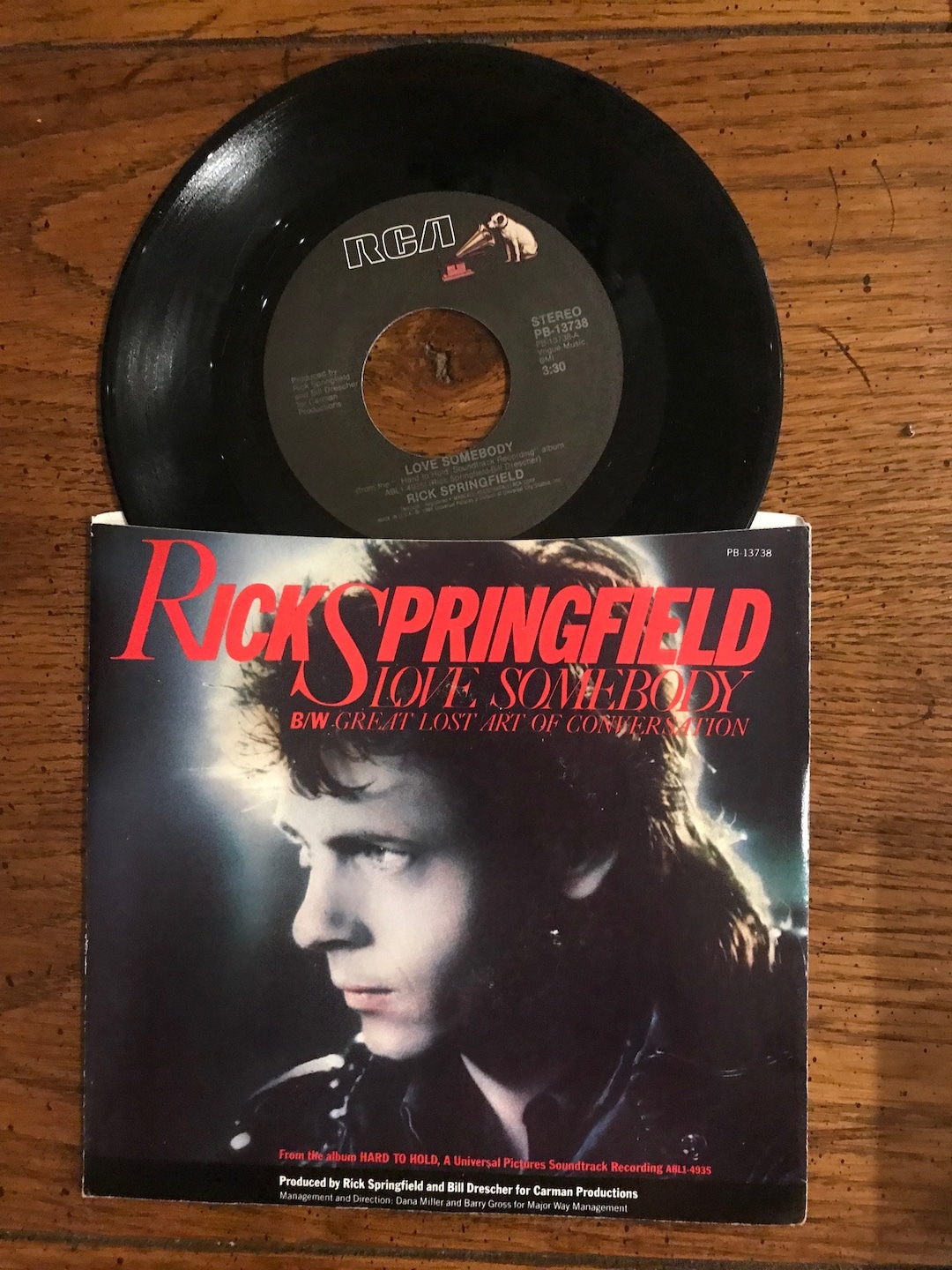 Rick Springfield 45 With Picture Sleeve Love Somebody