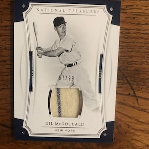 Gil McDougald Game usou cartão de beisebol Patch Panini National Treasures (edição original) (conforme foto) (03495)