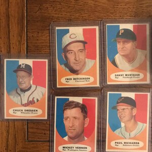 Cartões de Gerente 5 Cartões de Beisebol Diferentes de 1961 (Edição Original) (Conforme a Imagem) (5994)