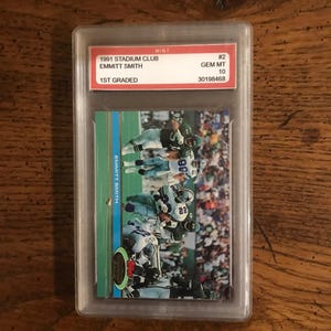 Tarjeta de fútbol del Stadium Club de Emmitt Smith de 1991, grado 10 (como se muestra en la imagen) (edición original) (5433)