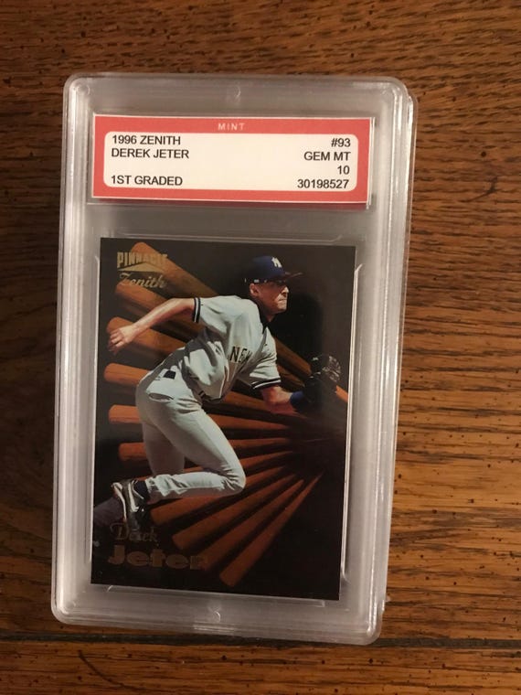 derek jeter rookie card graded 1996 Leaf Limited #4...PSA The foil coating on Derek