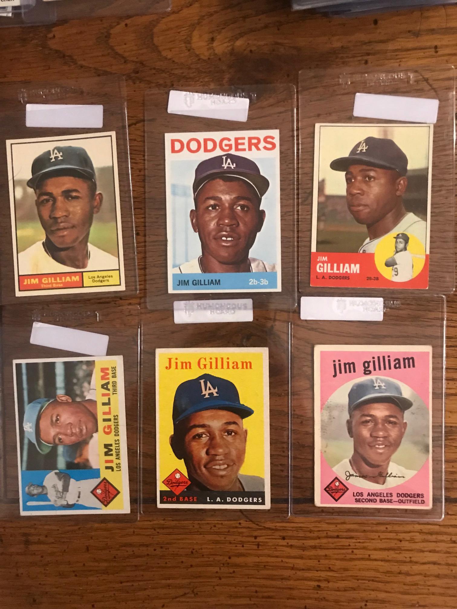 Jim Gilliam 6 Different Topps Baseball Cards  (As Pictured) (05799)