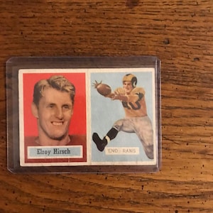 Elroy Hirsh 1957 Topps-voetbalkaart (oorspronkelijke uitgave) (zoals afgebeeld) (5338)