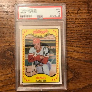 Johnny Bench 1981 Kelloggs classificado como PSA 7 (conforme foto) (edição original) (1887)