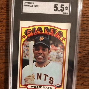 Carta da baseball Topps di Willie Mays del 1972 SGC 5.5 (come da foto) (edizione originale) (5837)