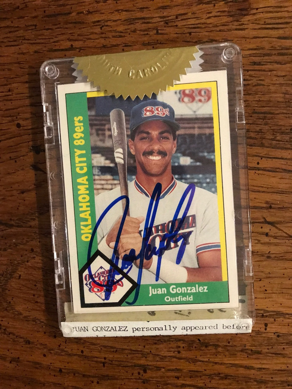 Juan Gonzalez Autograph Minor League Baseball Card (as Pictured 