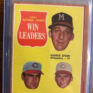 Win Leaders N.L. 1961 Topps Baseball Card (Edición original) (Como se muestra en la imagen) (684)