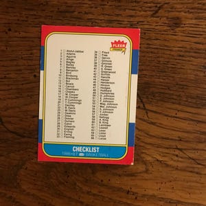 Liste de contrôle 1986 Fleer Basketball Card (non cochée) (comme sur la photo) (édition originale) (4648)