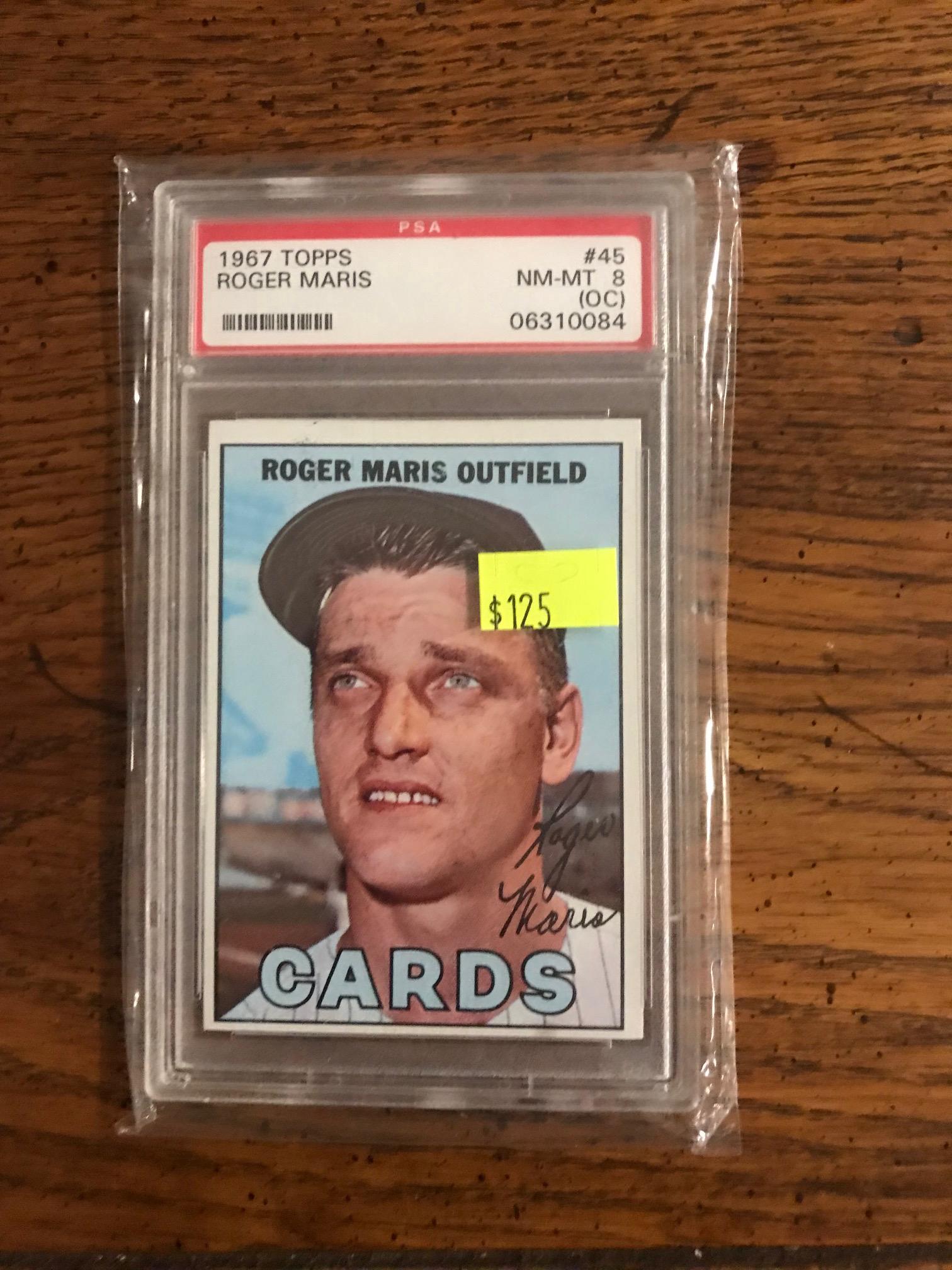 Roger Maris 1967 Topps Baseball Card PSA 8 (OC) (original Issue