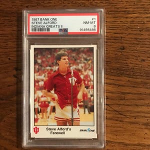 Steve Alford 1987 Indiana Greats Basketball Card PSA 8 (Originalausgabe) (wie abgebildet) (5928)
