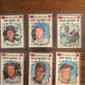Tarjetas de béisbol Topps All Star de 1970, 6 diferentes (edición original) (como se muestra en la imagen) (5900)