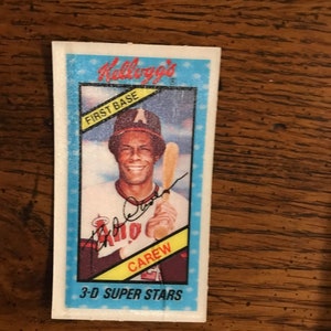 Rod Carew 1980 Kelloggs Baseball Card (come nella foto) (edizione originale) (4001)