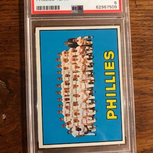 Phillies Team Karte PSA 6 1967 Topps Baseball Karte (Wie abgebildet) (Original Ausgabe) (0530)