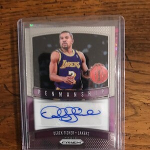 Carte de basket-ball Panini Prizm autographe Derek Fisher (édition originale) (comme sur la photo) (3555}