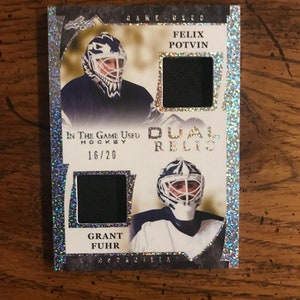 Carte double relique Grant Fuhr & Felix Potvin Leaf 16/20 (édition originale) (comme sur la photo) (2543)