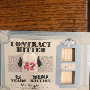 Mo Vaughn Contact Hitter 4/7 Leaf Lumber Used Bat Card  Free Shipping In The USA (As Pictured) (00457)