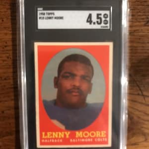 Lenny Moore 1958 Topps Football Card classificado como SGC 4.5 (edição original) (conforme foto) (2247)