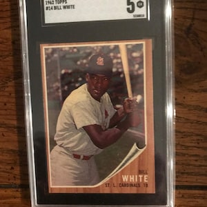 Bill White 1962 Topps Baseball Card SGC 5 (Original Edition) (wie abgebildet) (05703)