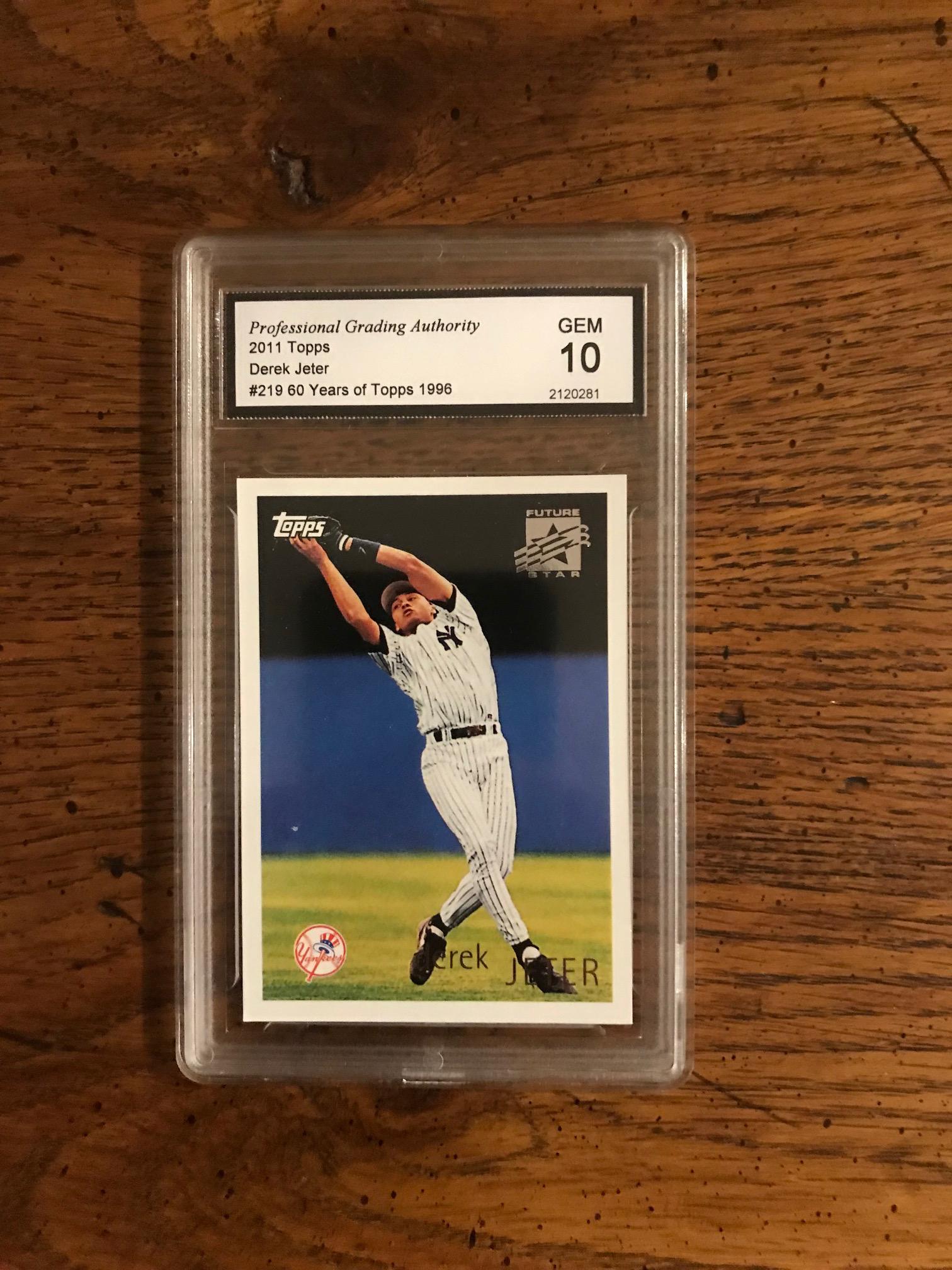 derek jeter rookie card graded 1993 Score #489 New York Yankees Draft Pick PSA MT 9 Derek Jeter Slabbed Baseball Card Backed by the PSA/DNA 100% Authenticity Guarantee Slabbed and Authenticated by PSA/DNA Featured is a Derek Jeter 1993 Score #489 New York Yankees draft pick baseball card Derek Jeter 2001 Upper Deck