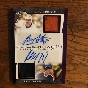 Dennis Potvin et Paul Coffey double autographes 11/20 (numéro original) (comme sur la photo) (2623)